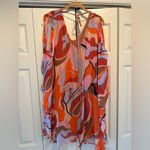 Vibrant Multicolor Cold Shoulder coverup Dress with nude slip inside size L Red Size L Photo 3