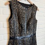 Tadashi Shoji Roberta Dress Black Nude Leathertte faux leather runway size 6 Photo 8