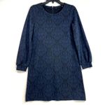 Loft  Medium Dress Jacquard Long Sleeve Balloon Medallion‎ Blue Knee-Length Party Photo 1