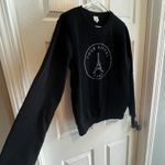 Tour Eiffel Paris Graphic Sweatshirt Women's Size Medium Black Crewneck Photo 2