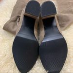 Over the knee stretch vegan suede heeled boots tan Tan Size 6 Photo 4