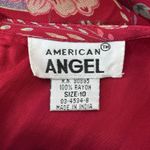 American Ange Dress Womens 10 Red Pink Paisley Asymmetric Midi 90s Y2K Vintage Photo 6