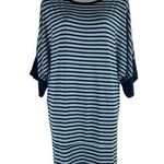 Comfy USA Batwing Striped Mini Jersey Dress Blue Black Super Soft Size S Photo 0