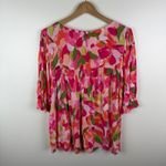 Terra & Sky Terra Sky Floral Peasant Top Size 2X Pink Multicolor Smocked Stretch Boho Bright Photo 3