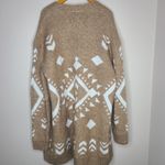 JODIFL  Aztec Knit Open Cardigan Sweater Camel‎ White Size Medium Photo 2