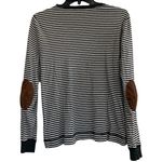 Ralph Lauren LAUREN Top Stripe Faux Suede Elbow Patch Zipper Detail Size Large Photo 3