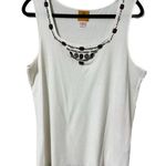 Ruby Rd women’s XL ivory tank ribbed and beaded semi sheer see pics for flaws White Photo 0