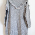 VERO MODA Gray Boho Fringe Boatneck Sweater Dress Large Photo 0