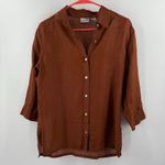 Chico's Vintage Chico’s Silk Linen Blend Shirt Size Small Button Down Brown Rust Light Photo 11