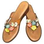 Tuscany easy street Italian Floral Embellished Tan Sandals Size 9 Photo 3
