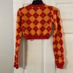 Edikted  Red and Orange Argyle Sweater-so soft cropped length 14” bust 28” Photo 5