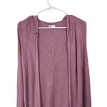 SO  Long Sleeve Open Front Long Cardigan Mauve Pink Hooded Side Slit Size Small Photo 6
