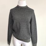 J.Crew  Dark Grey Blue Striped Lines Lambs Wool Mock Neck Sweater Photo 0