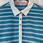 Nike  Golf Tennis Dri-Fit Polo Shirt Stripe Teal White Size XL EUC #5535 Photo 2