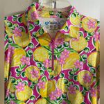 IBkul athletic top lemon novelty print long sleeve 1/4 zip up women small NWT Yellow Photo 4