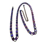 Rare Quality 40” Long Purple Iridescent Link Necklace Vintage 90s Style Silver Photo 1