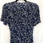 41 Hawthorne Elisse Knit Surplice Dress Navy White Floral Flutter Sleeves Wrap S Blue Photo 8