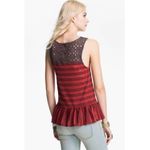Free People | XS | Molly Retro Brown & Red Striped Textured Knit Eyelet Tank Top Photo 1