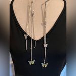 Vintage Style Butterfly Rhinestone Headband with Tassel Chain Silver Photo 1