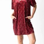 Natural Life  Claire Velvet floral Mini Dress V-Neck Cranberry Floral Sz L Photo 0