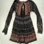 Free People ‎ dress Womens 2 Black Floral LS pleated babydoll Mini Dress Photo 11