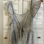 Patrons of Peace Floral Blue and White Women's Keyhole Top Photo 0