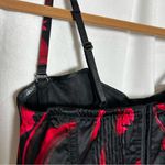 Victoria's Secret  Y2K 100% Silk Black & Red Floral Print Lace Up Corset Top 34B Photo 5