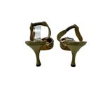 Manolo Blahnik  Olive Green Satin Crystal Jeweled Luxury Slingback Heels 39.5 Photo 4