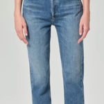AGOLDE  Women's Riley High-Rise Straight Crop Jeans in the Zephyr Photo 0