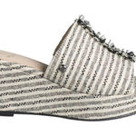 Vera Wang Simply  Wedges Size 9.5 Black White Textile Upper Open Toe Sandals Photo 0