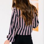 These Three Boutique Striped Tie Up Crop Top Photo 1