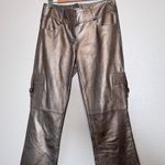 Cache Vintage  Bronze Leather Cargo Style Pants Womens 2 Fall Flare Leg 90s Photo 5