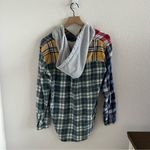 American Eagle Hooded Shacket Plaid Patchwork Small Photo 1