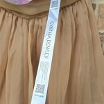 Cynthia Rowley Camel strapless organza dress with white 3D flower Size 6 Photo 3