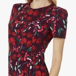 Calvin Klein Purple Red Floral Stretch Crepe Puff Sleeve Sheath Dress Size 2 Photo 4