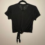 Lululemon Black Heathered Front Tie Short Sleeve T-Shirt Cropped Women's size 2 Photo 1