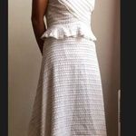 Proenza Schouler  Textured Off-White Dress 10 Cotton Silk Peplum Handkerchief Hem Photo 0