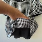 J.Crew Sz M Gingham Metallic Puff Sleeve Blouse Top Lined Round Neck Pullover Photo 3