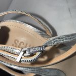 Schutz Altina Ankle Strap Prata Shine Lizard Embossed Y2K Designer Heels 8.5B Photo 8