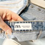 ZARA Strapless Denim Corset Button Up Tube Crop Top Blue Medium Photo 2