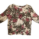 Hot Cotton by Marc Ware Floral Leopard Print Linen Top Blouse Small Pink Photo 0