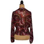 Bisou Bisou  Red and Brown Wrap Blouse Long Sleeve‎ Photo 2