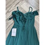 CITY STUDIOS Gown Juniors Dark Forest Cold Shoulder Lace Up Back Size 5 Green Photo 6
