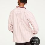 Ann Taylor pinstripe ruffle neck blouse Photo 1