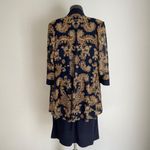 R & M Richards sz 10P paisley print navy metallic gold dress and jacket Photo 12