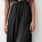 ZARA  NWT black drawstring sleeve cut out satin maxi dress Photo 0