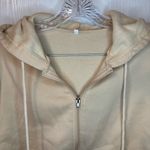 Women's Tan Cropped Hoodie Jacket Size Small Photo 1