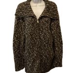 Chico's Chico’s Heavy Cowl Neck Knit Full Zip Cardigan coat Sweater Brown White Size 2 Photo 3