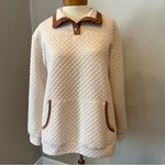 JODIFL  Cream & Tan Neutral Quilted Long Sleeve Pullover Women’s Size Medium Photo 1