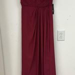 Weddington Way  Burgundy Satin Sleeveless Bridesmaid Maxi Dress Womens 6 Formal Photo 1
